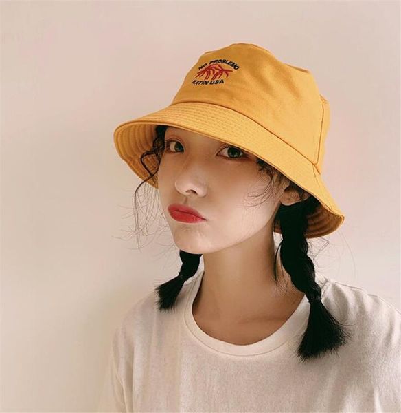 

teenagers summer bucket hat ladies beach sun caps japan and korea street headwear fisherman bob hat women panama flat top