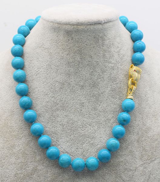 

howlite green round 12mm 18" wholesale beads necklace leopard hook, Silver