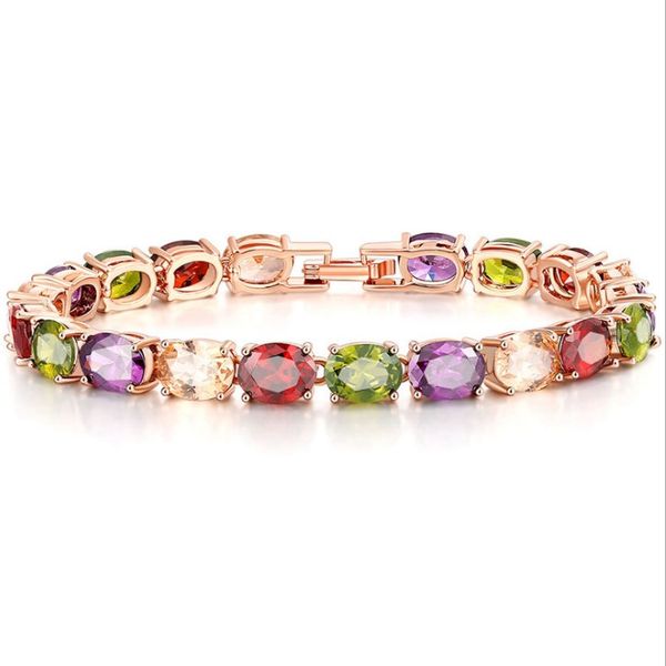 

rose gold color mona lisa zircon bracelet for women crystal from cz stones special store, Black