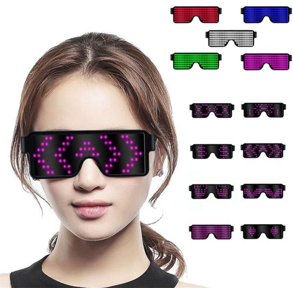 

8 modes quick flash usb led party usb charge luminous glasses glow sunglasses concert light toys christmas decorations 5181
