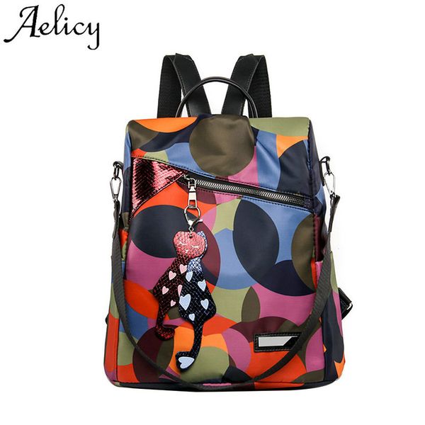 

aelicy women large capacity simple stylish waterproof student bag backpack nylon solid new phone pocket lady 2019