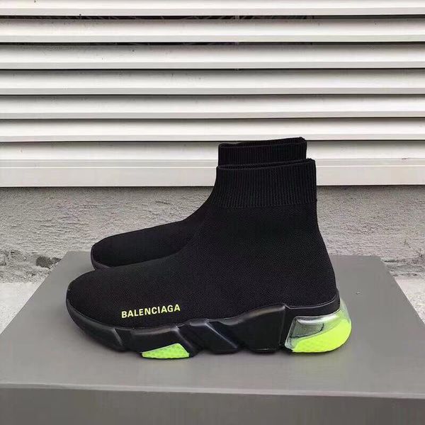 

speed luxury designer high-speed sneakers stretch-knit sneakers pull-on socks style almond toe print and white rubber sole 5933698w06, Black