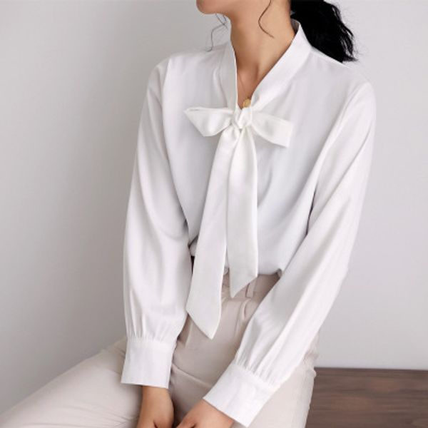 

brief white elegant v-neck women blouse style female shirts bow chiffon shirts chemise femme spring summer blusas pv16