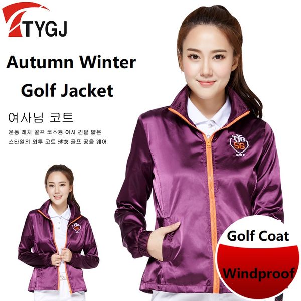 

women golf jacket autumn winter windproof long sleeved jacket coat ladies full zipper sportswear golf clothing size s, Red;blue