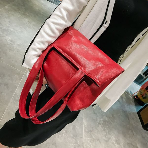 

simple women's shoulder bag pu handbag big bag shopping leather texture tote