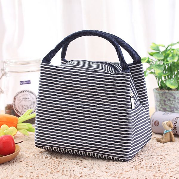

stripes lunch bag for women isothermal bag packaged thermal bags thermo pouch kids lunch refrigerator mummy, Blue;pink