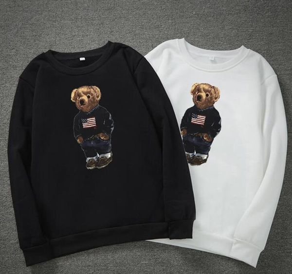 

winter thick bear print hoodies for men long sleeve pullover mens designer hoodies fashion o neck hoodies men ing, Black