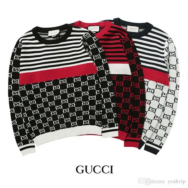 

luxury designer x0 gucci men's women's knit sweater letters fashion long sleeve pullover knit casual sweater size -3x, White;black