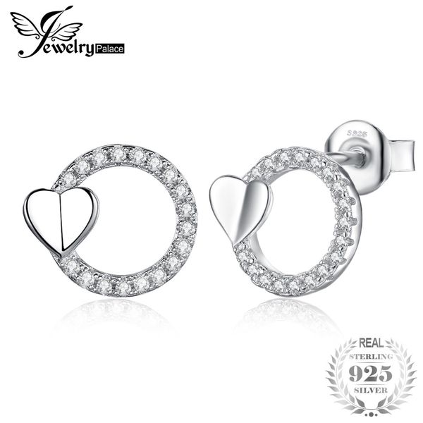 circonia cúbica corazón Stud Pendientes Nueva Pendientes de plata esterlina