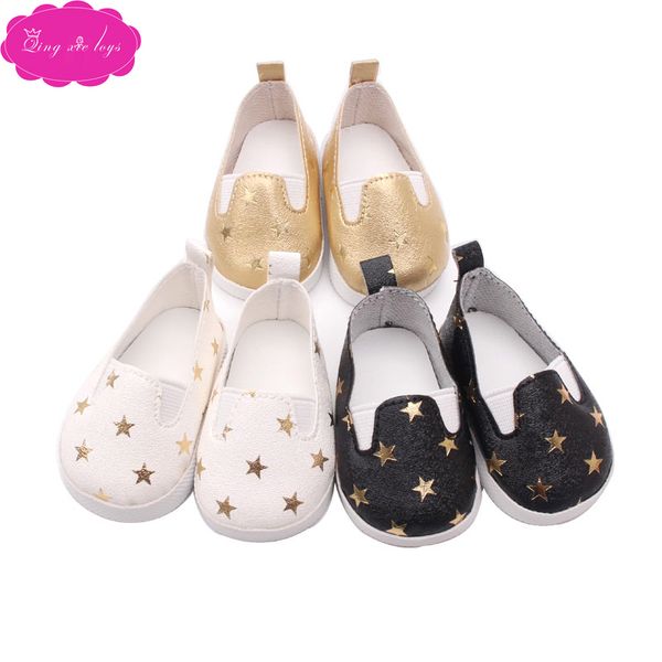 

симпатичные 18-дюймовые американские кукольные туфли с пятиконечными звездами и плоскими туфлями