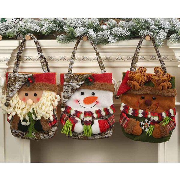 

christmas candy bags reusable non-woven tote gift shopping bag large with long loop handles xmas festival home decor supplies