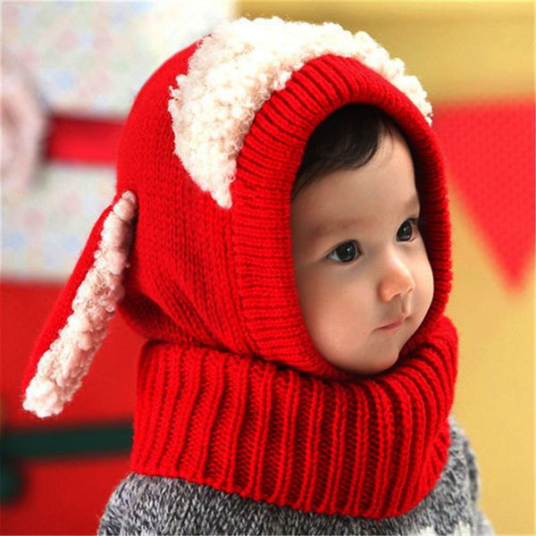 Coelho Baby Kids Inverno Chapéus Adorável Beanie-Cap Quente Hat bebê com capuz de malha Scarf Set Moda Ear Hot Sale