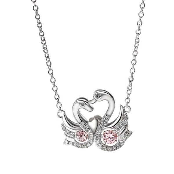 

2020 fashion pretty swan pendant necklaces for women s925 silver necklace inlay zircon jewelry