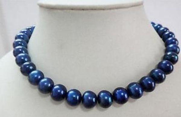 

envÃ­o gratis >>>> noble joyerÃ­a impresionante de 10-11mm negro azul collar de perlas 14 k, Silver