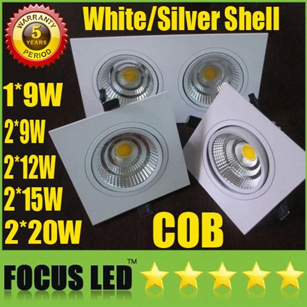 Square Grille Light 9w 2 9w 12w 15w 20w Cob Led Downlights High