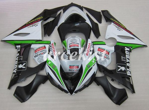 

4 gifts new abs motorcycle fairings set fit for kawasaki ninja zx-6r zx6r 2005 2006 6r 05 06 body set custom green white black