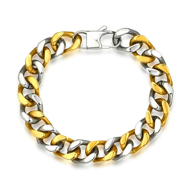 

aiyanishi titanium thick men bracelets hip hop bracelets for men jewelry, Golden;silver