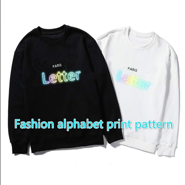 

fashion men's sweater autumn and winter new round neck sweater women couple loose trend letter printed terry size m-2xl, Black;brown