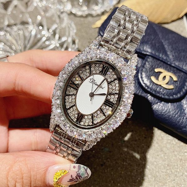 

DIMINI Новые женские часы из нержавеющей стали с поясом для часов Модные часы Full Diamond