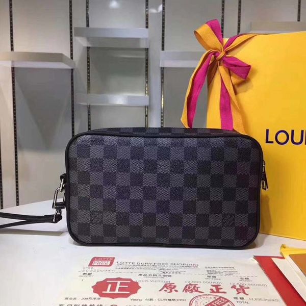 

Fa hion luxury plaid flower cla ic damier graphite ka ai bag mono toiletry kit palm wri t for men wallet handbag clutch bag 7484