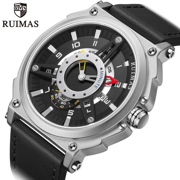 

men watch ruimas mens fashion analog quartz watches male casual sport waterproof wristwatch relogio masculino, Slivery;brown