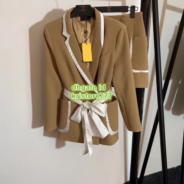 

high end women fashion luxury designer vintage blazer shirt two piece dress blazer jackets+a-line mini skirt female runway sets suit, White