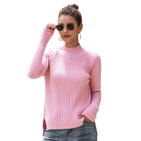 

neophil 2019 women winter knitted sweater pullover long sleeve turtleneck side split loose casual fashion ladies pullover w8098, White;black