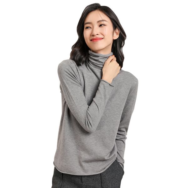 

2019 new spring cashmere sweater thickening bottoming shirt women's pile collar sweater solid color slim sweaters pluse size 2xl, White;black