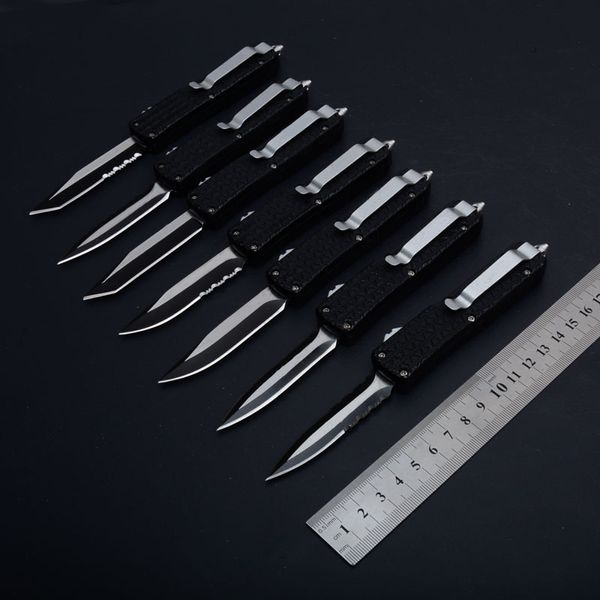 

7 Styles C07 Double Action Automatic Survival Knife 440 57HRC Blade Tactical gear Black G10 Handle EDC Tool Christmas Gift Knives J86M F