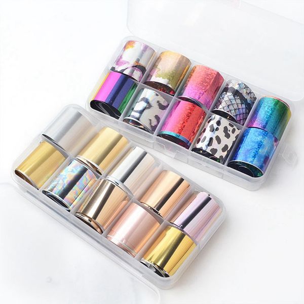 

10pcs metal holographic transfer foil for nail art laser metal effect 20*4cm nail foil sticker decal manicure accessories, Black
