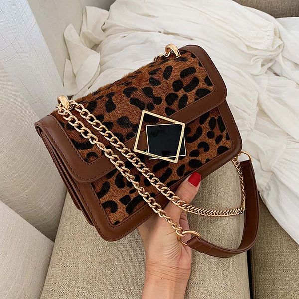 

winter leopard leather crossbody bags for women 2019 designer lock shoulder messenger bag small chain handbags and purses