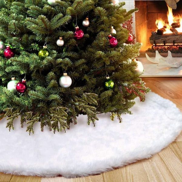 

48 inch white plush christmas tree skirts fur carpet merry christmas decoration new year xmas party holiday decoration