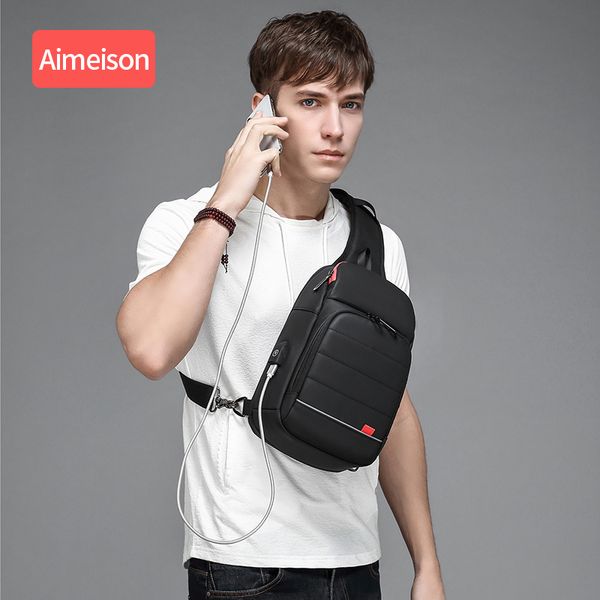 

многофункциональные crossbody сумки мужчины usb зарядный chest пакет короткие поездки посланники chest сумка водоотталкивающая мешок плеча м