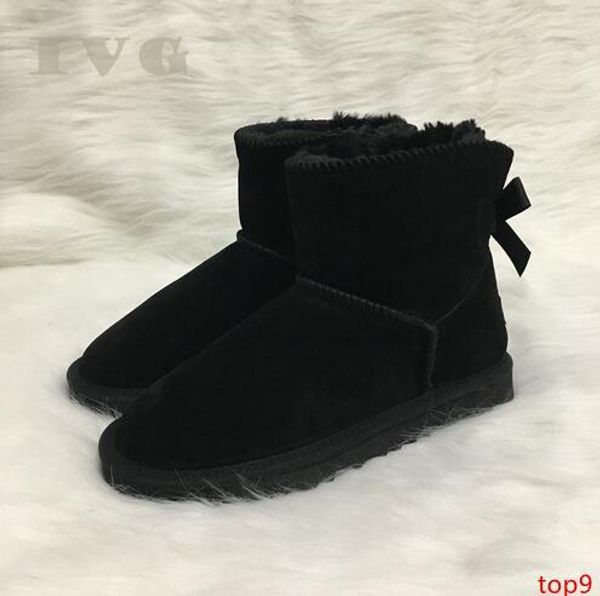 

australia style women winter snow boots 1-bow back waterproof cow suede leather outdoor boots brand ivg size us4-14
