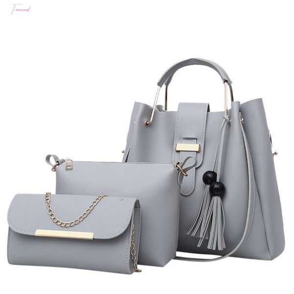 

3pcs sets women handbags leather shoulder bags female large capacity casual tote bag bucket purses and handbags sac a main femme