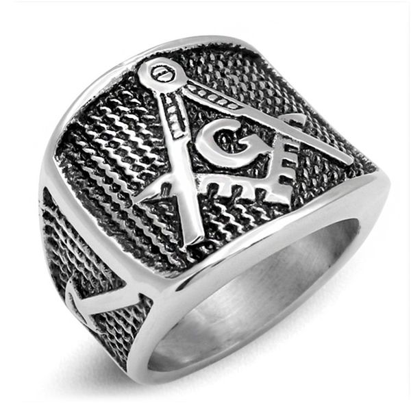 Anel maçônico clássico aço inoxidável Maçonaria Compass Square Ring Free Mason Men Women Women Wholesale