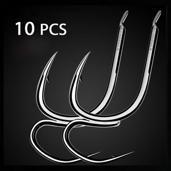 

10 pcs /lot dual high carbon steel fishing hooks double style angling hook saltwater freshwater fish tackle size 12#-5#