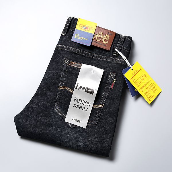 

leefiico autumn and winter new style elasticity jeans men's straight-cut men casual trousers slim fit business men's trousers, Blue