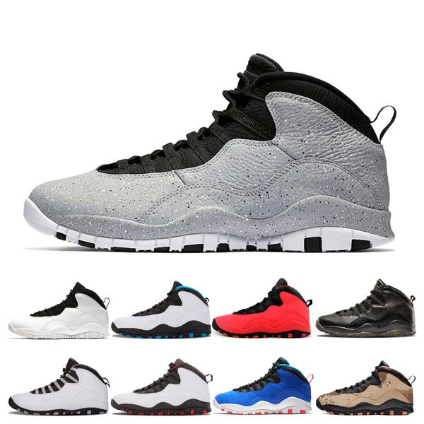 

Cement Men Basketball Shoes 10s Cool Grey Chicago I'm Back Powder Blue Dark Smoke Grey Cool Grey GS Fusion Red Mens Sports Trainers