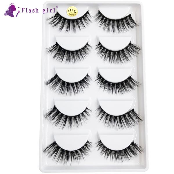 

flash girl 5 pairs mink eyelashes false lashes mink 3d fake eyelash extension make up cilios natural soft cruelty lash 010