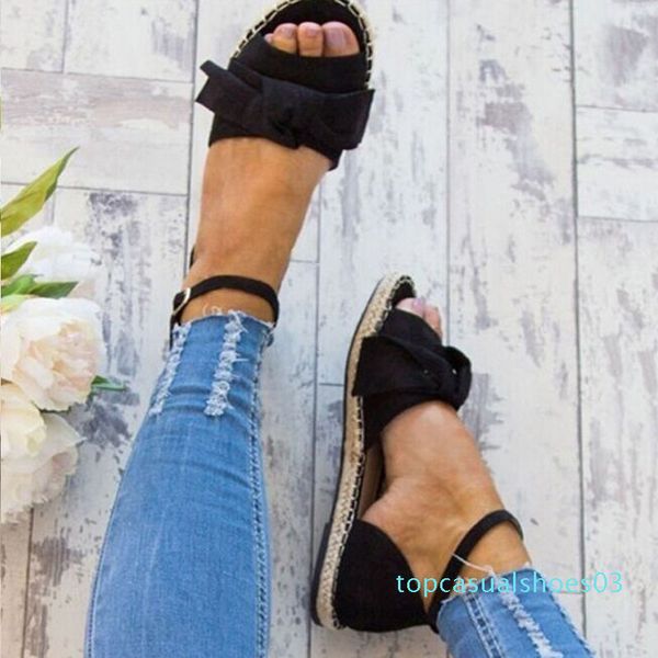 

womens sandals plus size 35-43 flats sandals for 2020 summer shoes woman peep toe casual shoes low heels sandalias mujer black t03