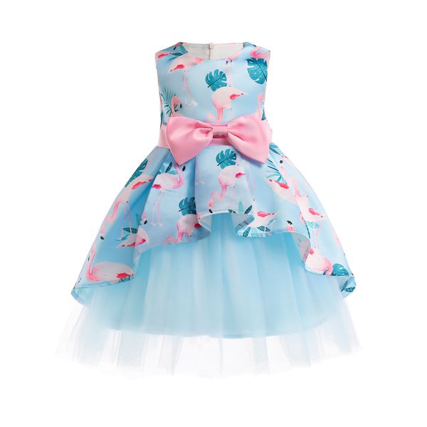 

retail baby girls floral princess dress with bow 2019 kids asymmetrical formal full prom party dresses dancewear children boutique clothes, Red;yellow