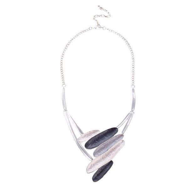 

alloy multilayer leaf shape necklace chain collar chokers women statement necklaces & pendants maxi jewelry silver color, Golden;silver