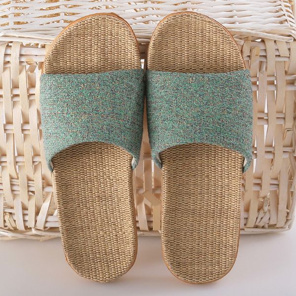 

new indoor slippers women summer shoes breathable linen open toe house flip flops home casual ladies soft bottom sandal, Black