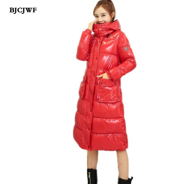 

new women's winter jacket fashionable slim cotton padded basic coat hooded warm thick parkas hight quality female long outwear, Black
