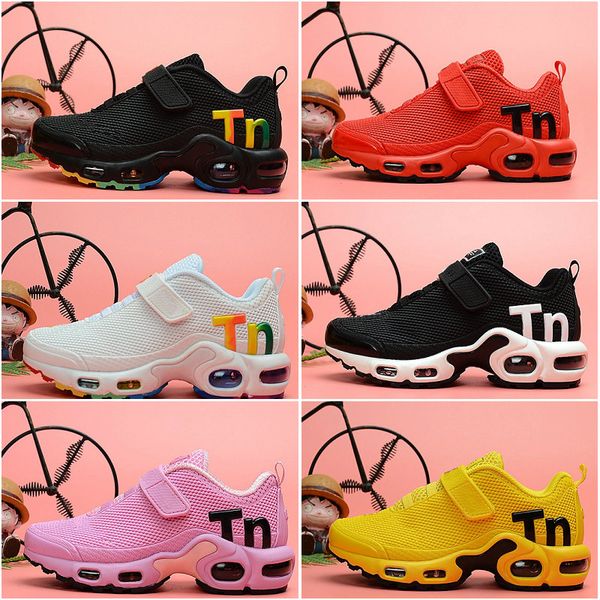 

2019 new designer toddler kids kpu mercurial plus tn rainbow running shoes tns sport sneakers children boys girls pour enfants athletic shoe, White;red