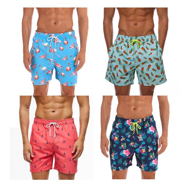 

men swim trunks 19 colors flamingo pineapple printed elastic waist swimwear pocket waterproof beach board shorts designer swimsuit 050323