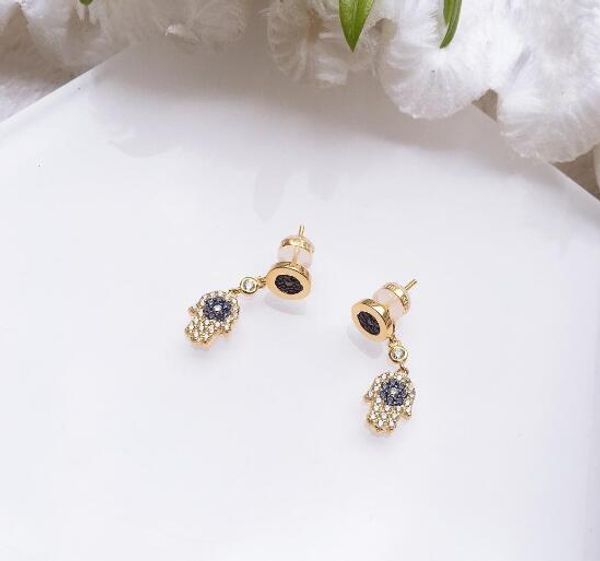 

luxury jewelry s925 sterling silver earrings lucky palm shape stud charm stud earrings for women fashion, Golden