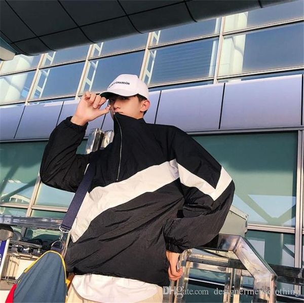

luxury long sleeve sunscreen mens coat casual teenager jacket stand collar print streetwear with zipper male clothing, Black;brown