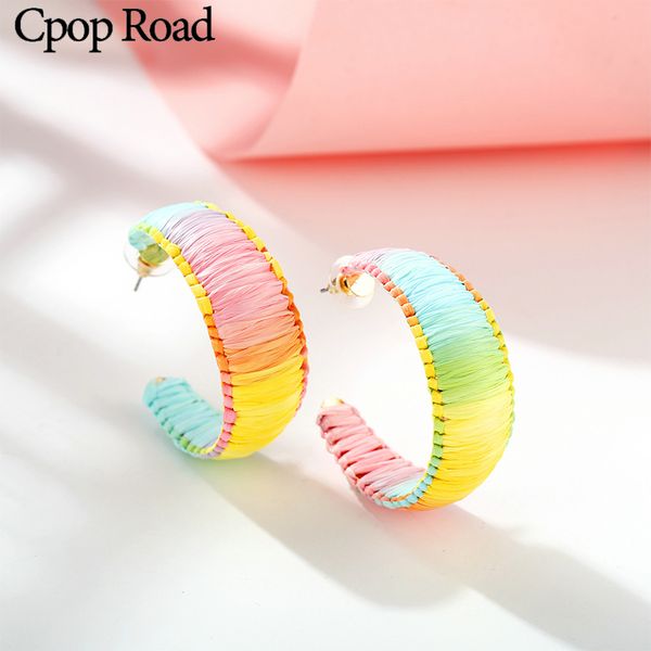 

cpop new personality creative hoop earring handmade weave colorful statement earrings hoops fashion jewelry accessories sale, Golden;silver